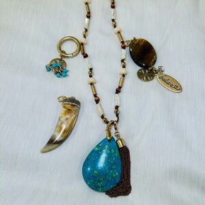 Bohemian Beaded Necklace with Turquoise Pendant